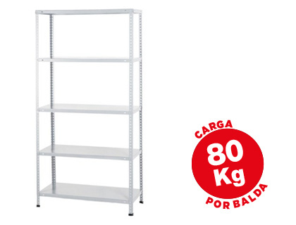 Estantería ar storage metálica blanca 5 estantes 80 Kg.